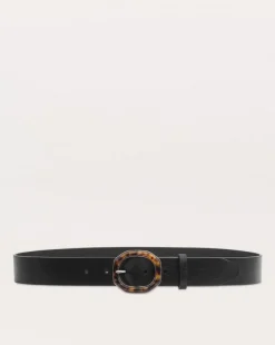 Audrey Tortoiseshell-Buckle Leather Belt