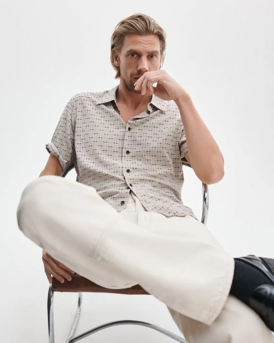 Dalton Short-Sleeve Jacquard Shirt