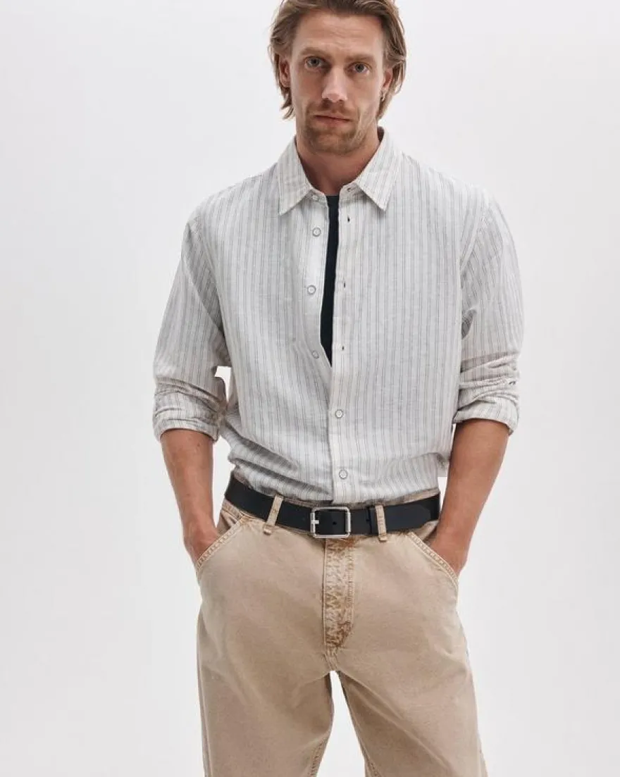 Finch Striped Linen-Cotton Shirt