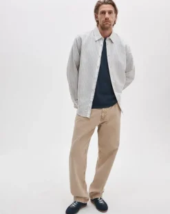 Finch Striped Linen-Cotton Shirt