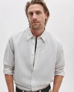 Finch Striped Linen-Cotton Shirt