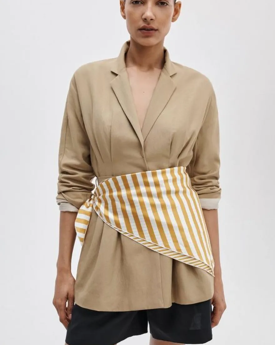 Gia Striped Italian Silk Scarf