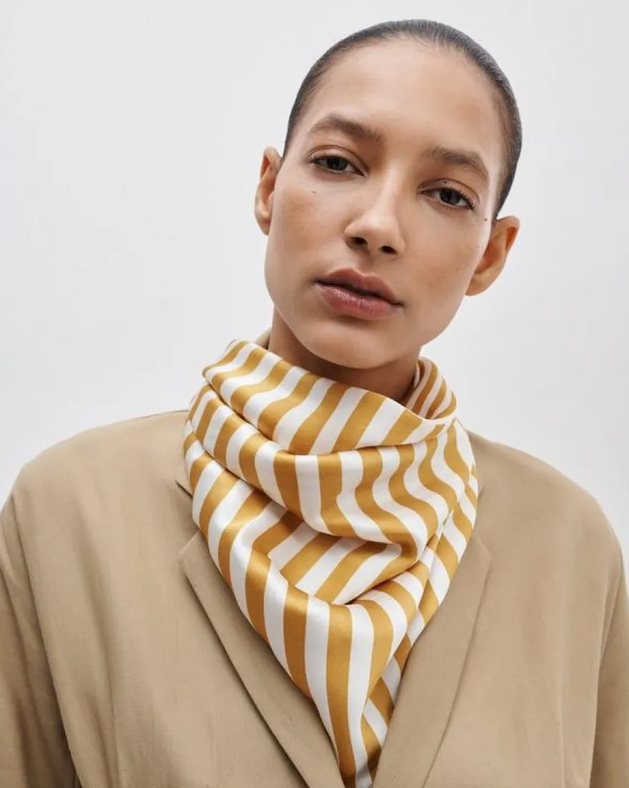 Gia Striped Italian Silk Scarf