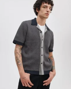 Harvey Contrast-Trim Knit Camp Shirt