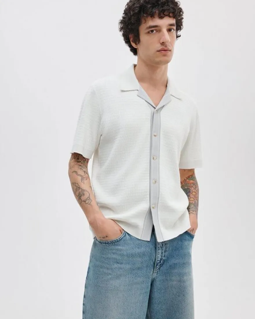Harvey Contrast-Trim Knit Camp Shirt
