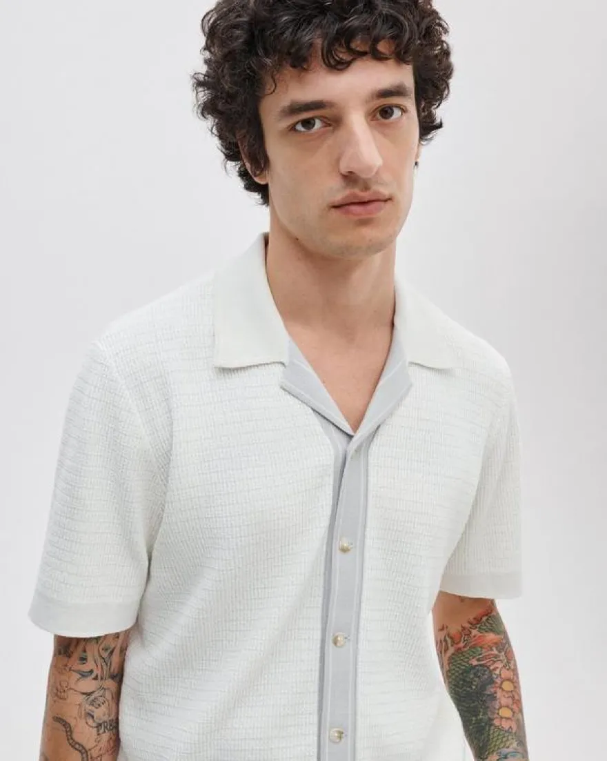 Harvey Contrast-Trim Knit Camp Shirt