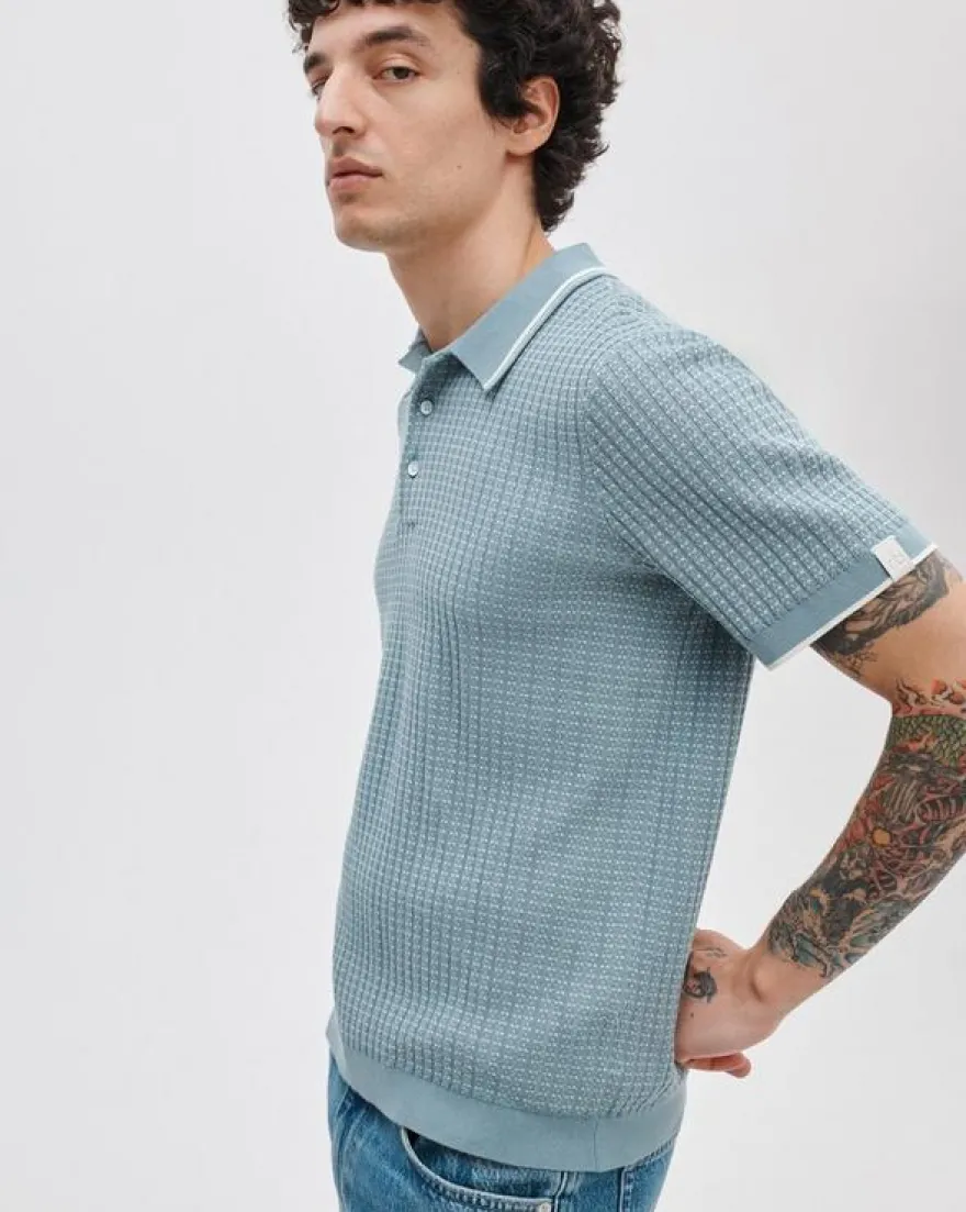 Harvey Rib-Knit Polo Shirt