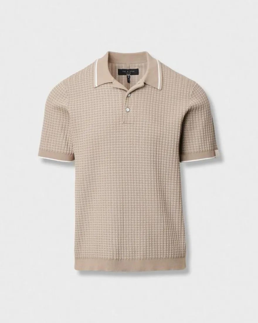 Harvey Rib-Knit Polo Shirt