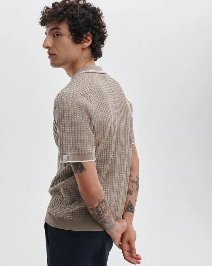 Harvey Rib-Knit Polo Shirt