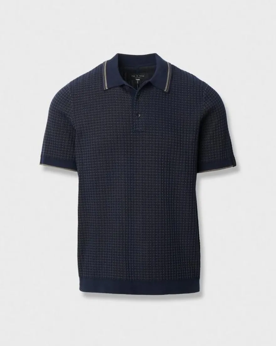 Harvey Rib-Knit Polo Shirt
