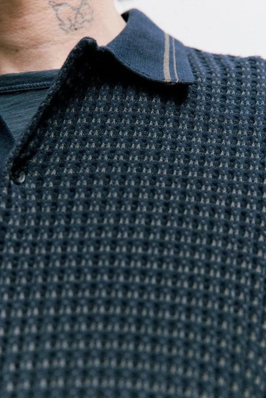 Harvey Rib-Knit Polo Shirt