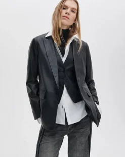 Jennifer Leather Two-in-One Blazer