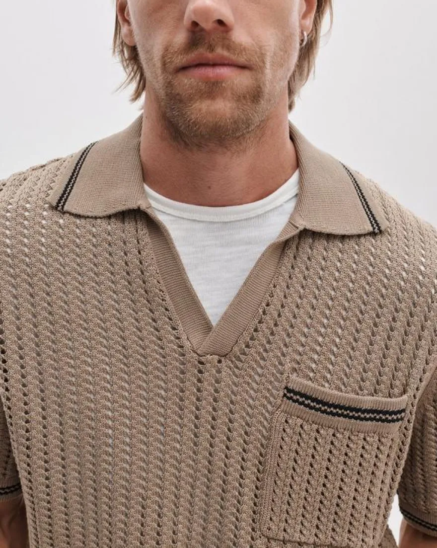 Johnny Collar Crochet Polo Shirt