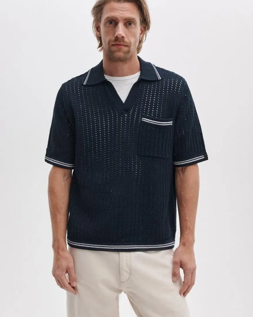 Johnny Collar Crochet Polo Shirt