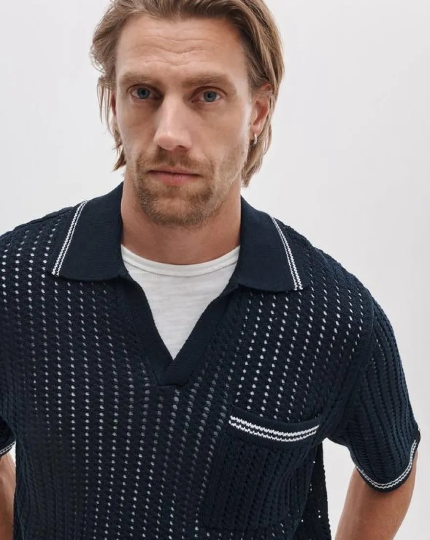 Johnny Collar Crochet Polo Shirt