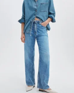 Phoebe Drawstring Wide-Leg Jean