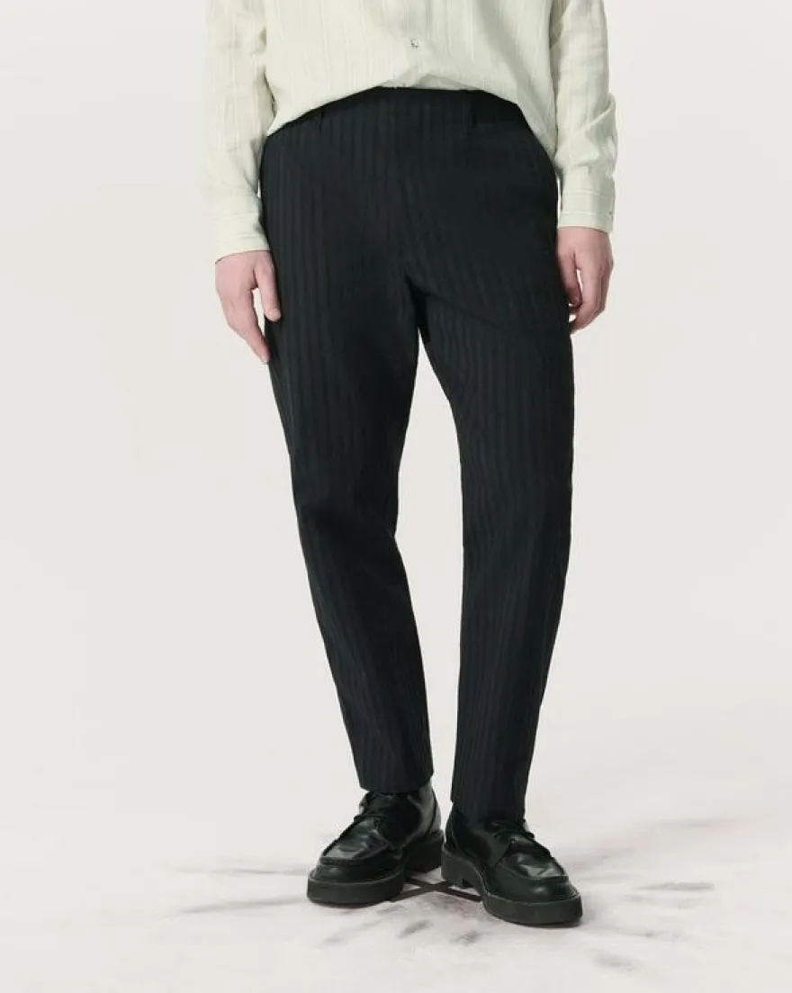 Shift Textured-Stripe Cotton-Silk Trousers