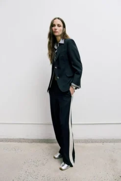 Siena Wool Side-Stripe Pants