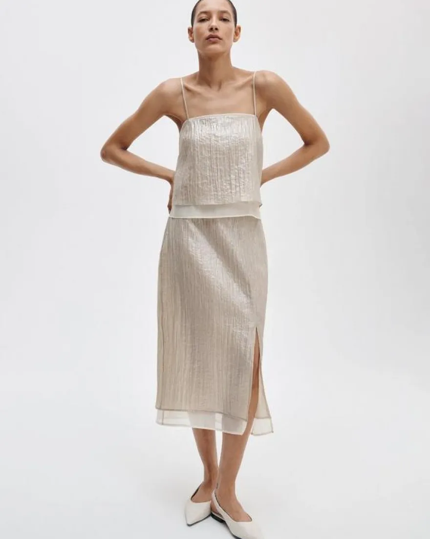 Suki Crinkled Organza Midi Skirt