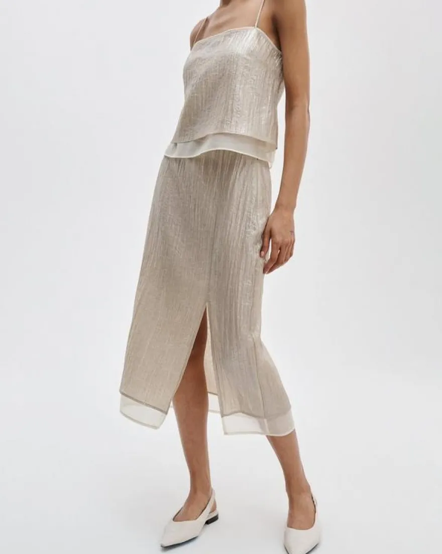 Suki Crinkled Organza Midi Skirt