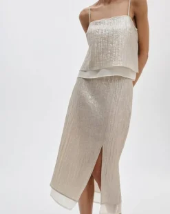 Suki Crinkled Organza Midi Skirt