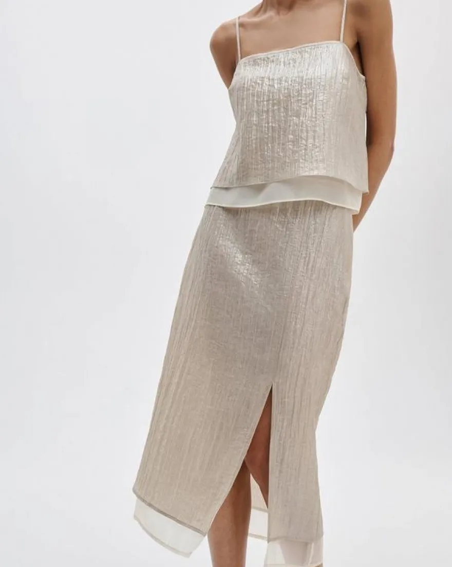Suki Crinkled Organza Midi Skirt