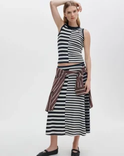 The Knit Mix Striped Skirt