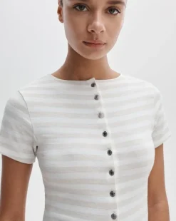 The Knit Striped Button Tee