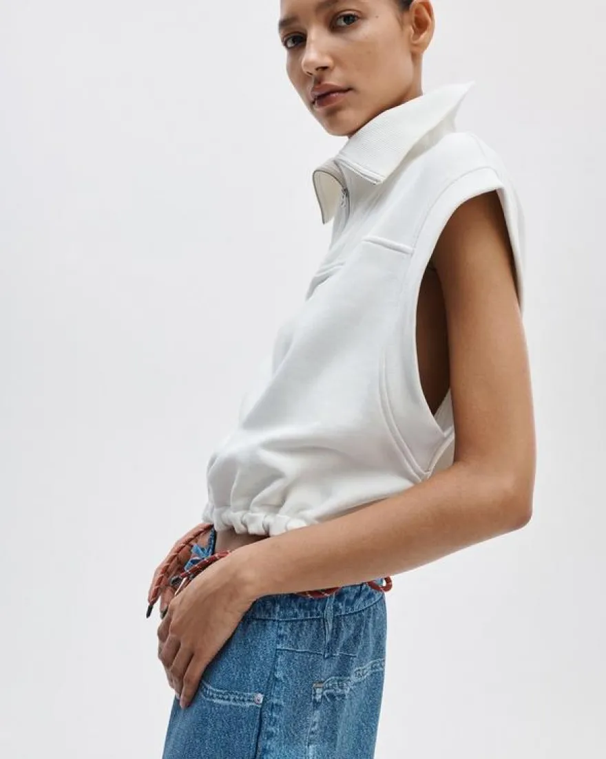 Vintage Terry Half-Zip Muscle Tee